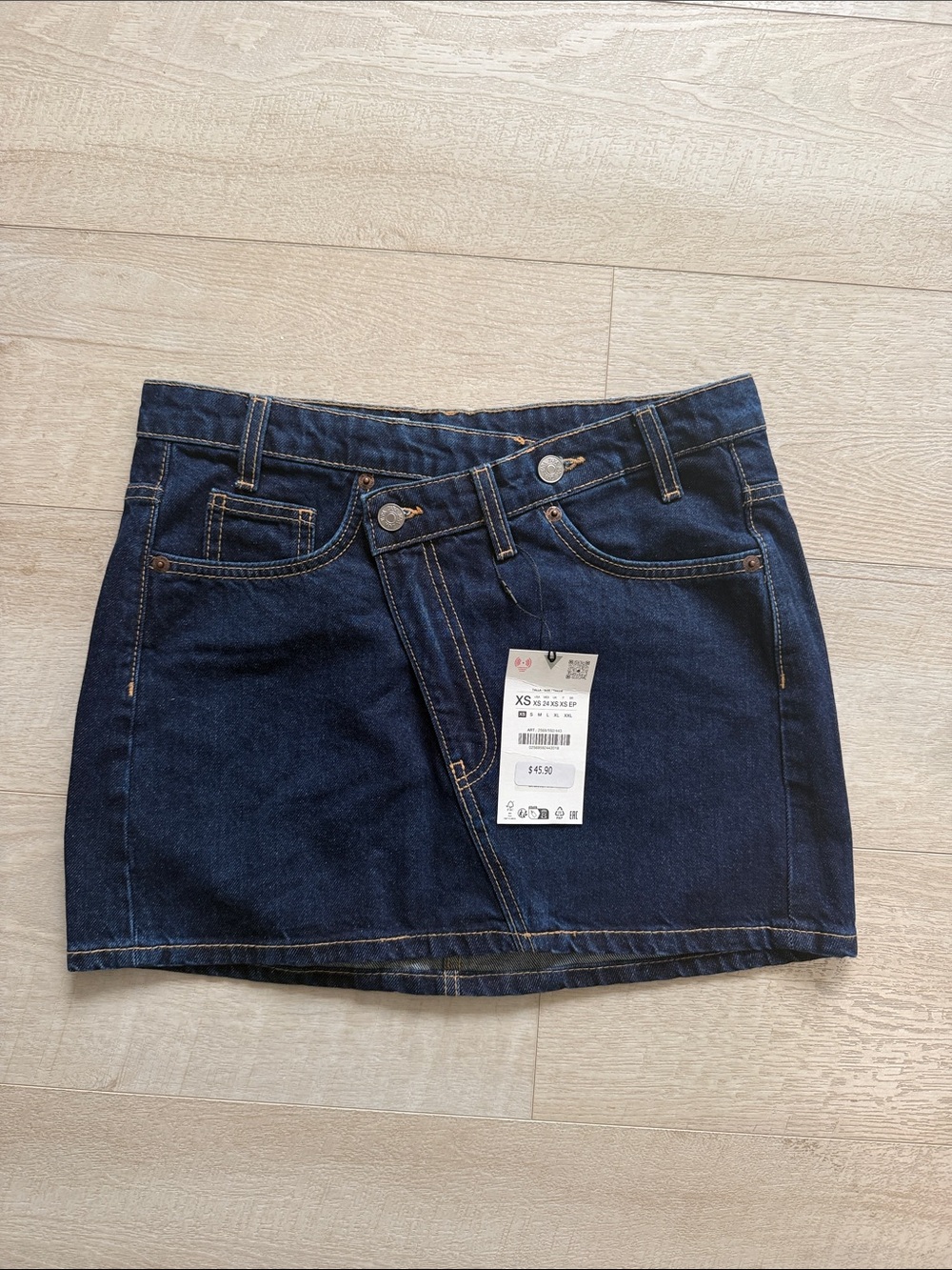 NWT Zara Dark Blue Denim Mini Skirt